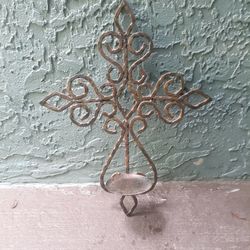 Metal Christian Cross Wall-mounted Candle Holder