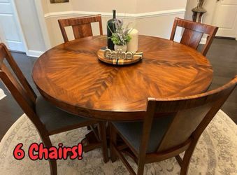 Stunning High-End Solid Wood Mahogany Veneer Dining Table + 6 Chairs