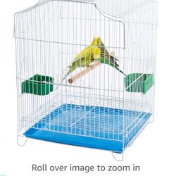 Small Bird Travel Cage With Blue Plastic Removable Tray 