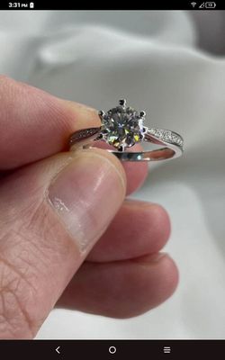 1 Carat Moissanite Ring Engagement 925