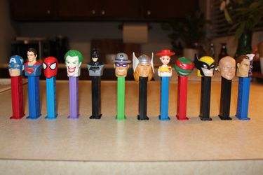 Lot of 12 Vintage Pez Dispensers Marvel DC Batman Joker Wolverine TMNT Superman