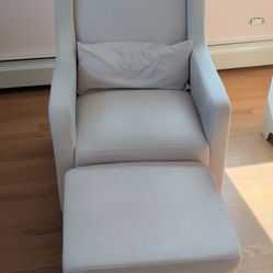 White Nursery Glider with Ottoman storage cube