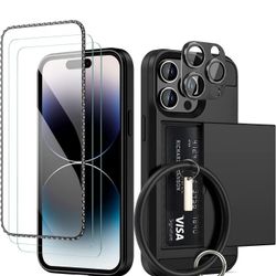 iPhone 14 Pro Max  Wallet Cover with Card Holder+Diamond Edge Screen Protector

