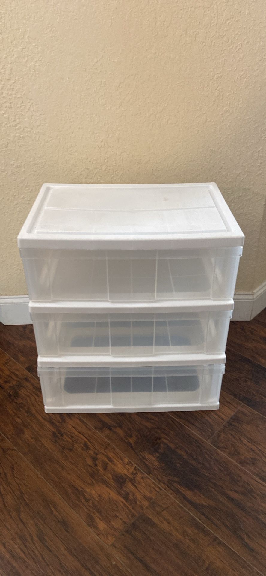 Drawer plastic organizer, 3 drawers- very sturdy and strong quality. H23.5”,W21”, Deep15”.West Boca