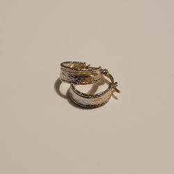 Tri Color Gold- Plated Bangle Hoop Earrings 