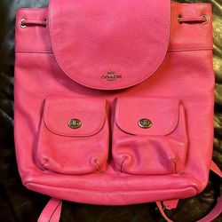 pink coach backpack - as new!