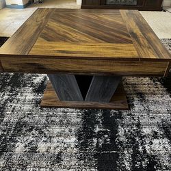 Square brown coffee table
