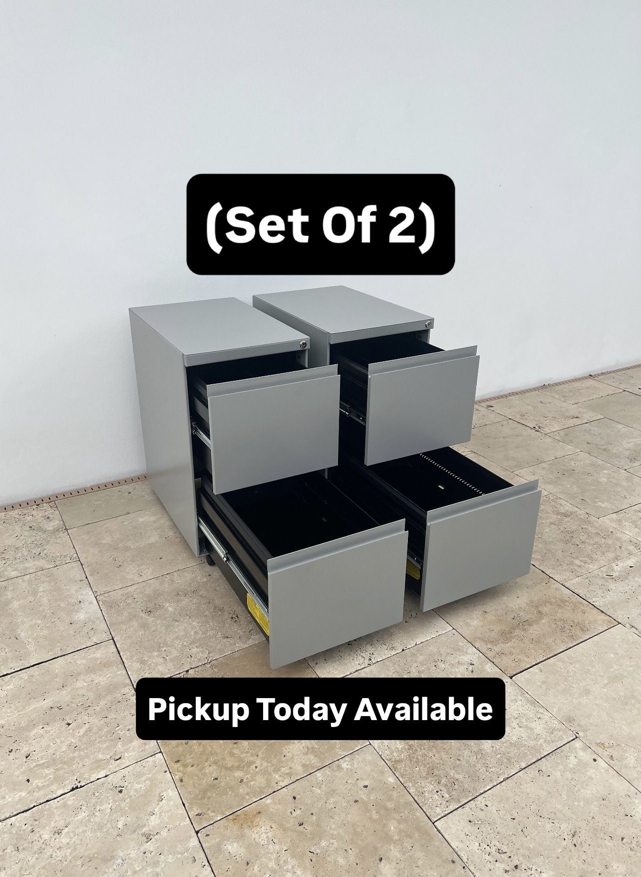 Rolling Office File Cabinets (Set Of 2) Pickup Today Available (NO KEYS)
