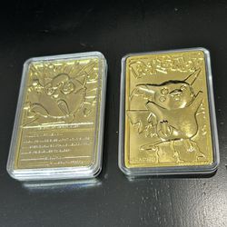 Gold Metal Pokemon Cards Jiggly Puff Pikachu 1999 Nintendo 29 35 Vintage 
