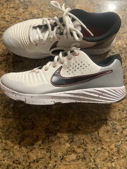 Nike Alpha Huarache Elite Boys Turf Shoes White/Grey Size 5.5 Y