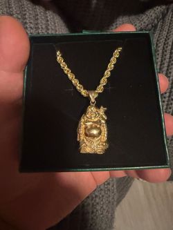 Gold-Tone Buddha Pendant Rope Chain Necklace