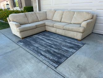 Large Beige 2pc Sectional Sofa (Delivery Available)