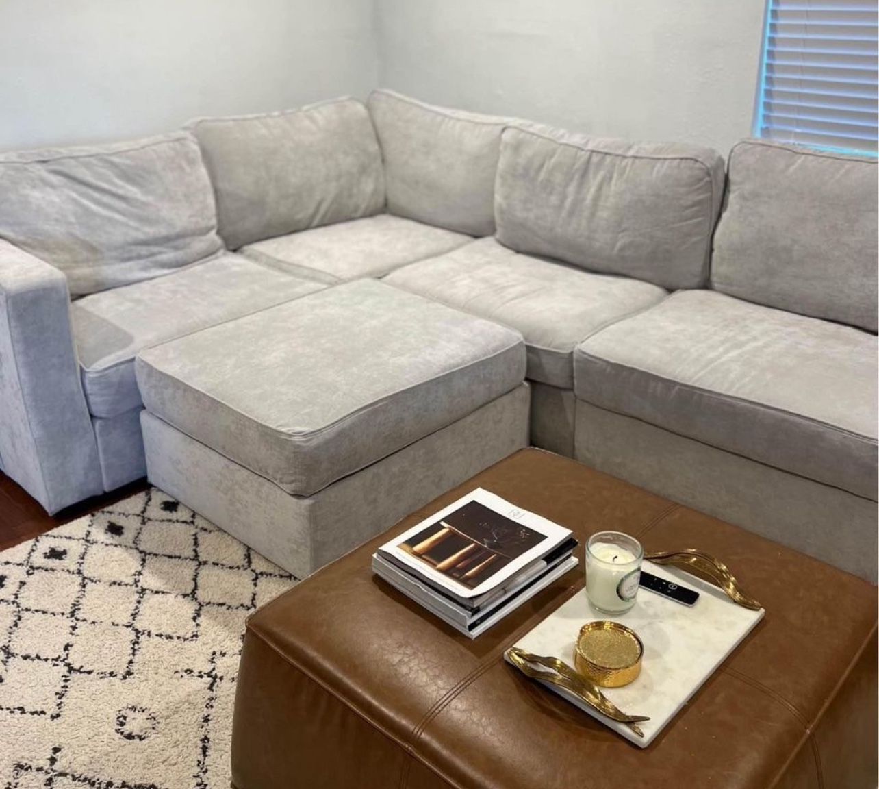 LoveSac Sactional Sectional Sofa - 6 Seats, 6 Sides - Like New Sky Grey Velvet - Must See!