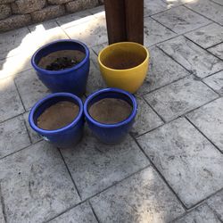 Ceramic Planters.  Yellow Pot Is Sold.  Variety Of Sizes Some With Full Grown Succulents 