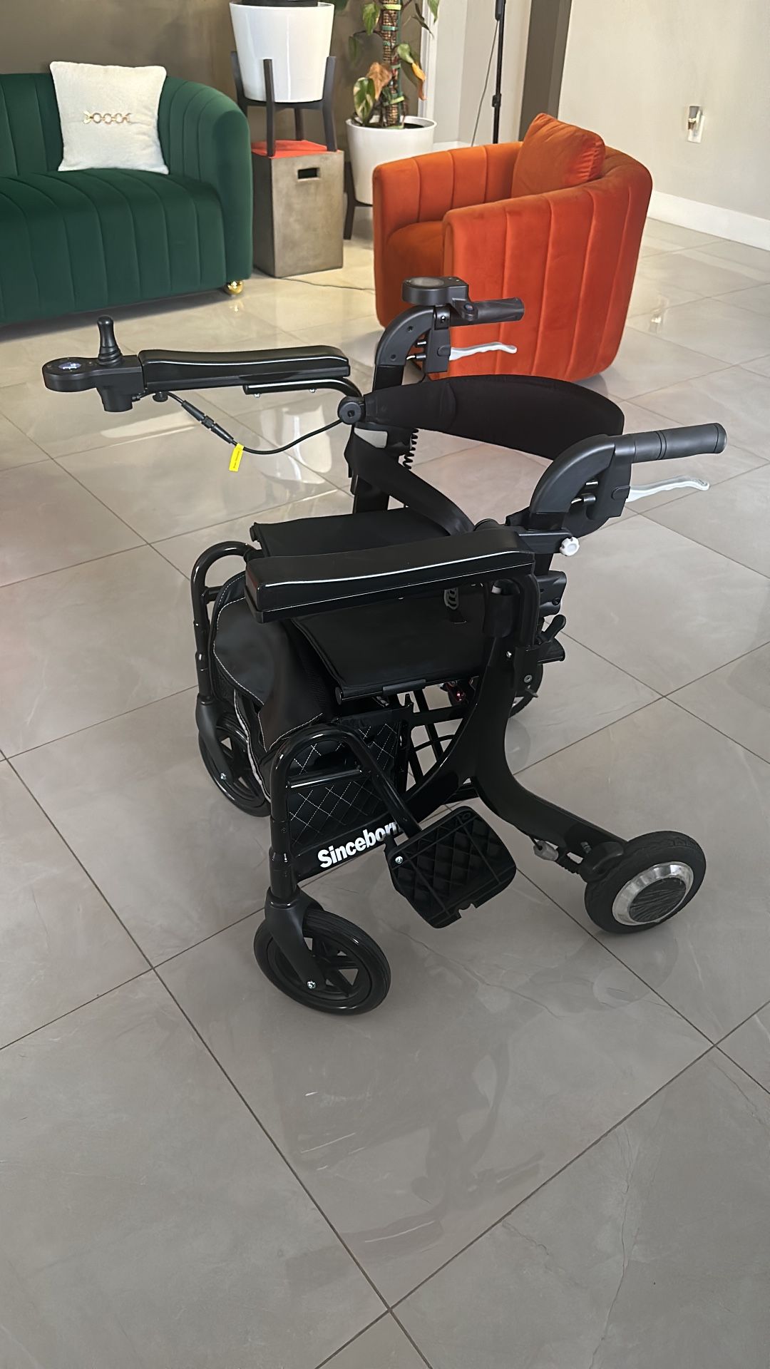 SINCEBORN 3 in 1 Rollator Walker/Electric Wheelchair/Transport Chair with Seat Multifunctional Walker-Driving Electric Scooter for Seniors-Electric Wh