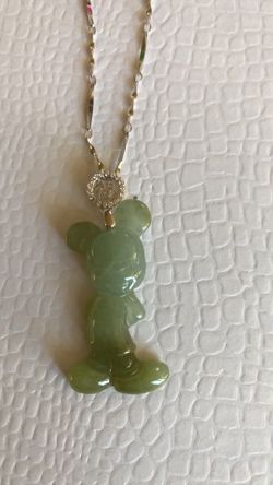 925 sterling silver carved jade Mickey Mouse pendant
