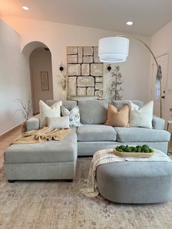 Living Spaces gray reversible sectional sofa