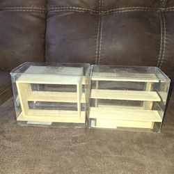 Two Dollhouse Diaroma Wood Produce Plant Display Stands