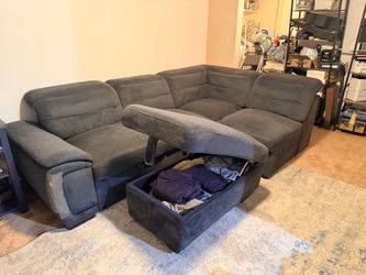 FREE L-Shaped Sectional Sleeper + Storage Ottoman — MUST PICK UP BY MONDAY NIGHT