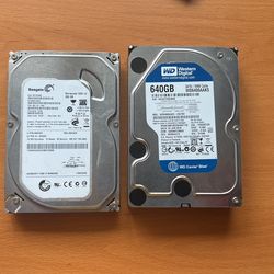 Internal Hard Drives. 640gb + 250gb