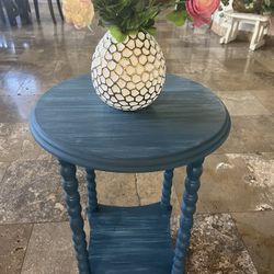 Blue End Table Or Round Table 