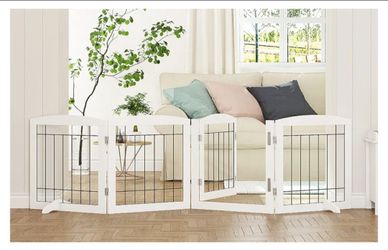 Brand New 4 Panel Freestanding Pet Dog Gate with door 24"H by 80"L