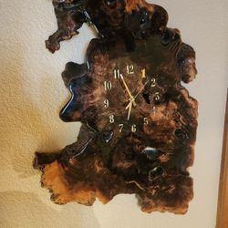 Mid Century Wooden Clock Petrified Wood