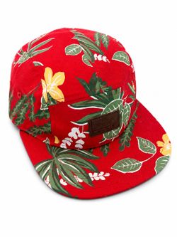 Vans Off The Wall Floral 5 Panel Camp Hat Red Hawaiian Strapback One Size