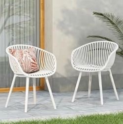 Set of 2 White Outdoor Patio Chairs – $125