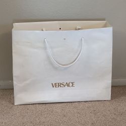 Authentic Large Vintage Well Made Versace White Gold Raised Medusa Shopping Bag