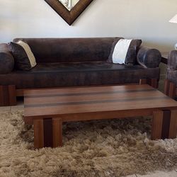Modern, Wooden Couches With Coffee Table, Side Tables 