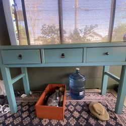 Turquoise sofa table with three drawers