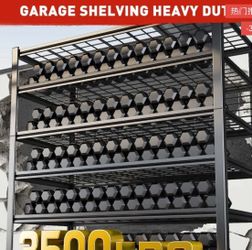 (X-15)REIBII 48"W Heavy Duty Garage Shelving 6+1-Tier Adjustable Metal Shelves With Grid Plates For Basement Warehouse Garage - 1-PACK