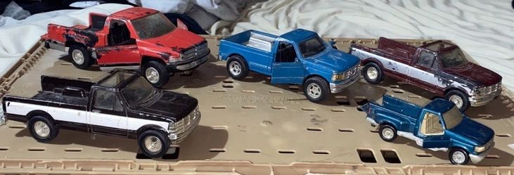 Lot of 5 Diecast cars trucks tootsie toy ERTL dodge chevy ford 1/24 (READ DESC