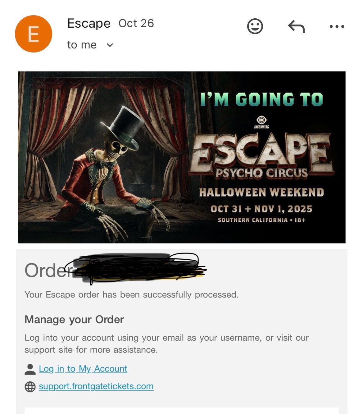 Two 1-Day Tickets For Escape Only October 31st 