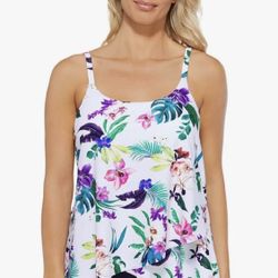 NEW NEW Women's Island Escape Adjustable Tulip Hem Tankini Top Size 18W New with tags