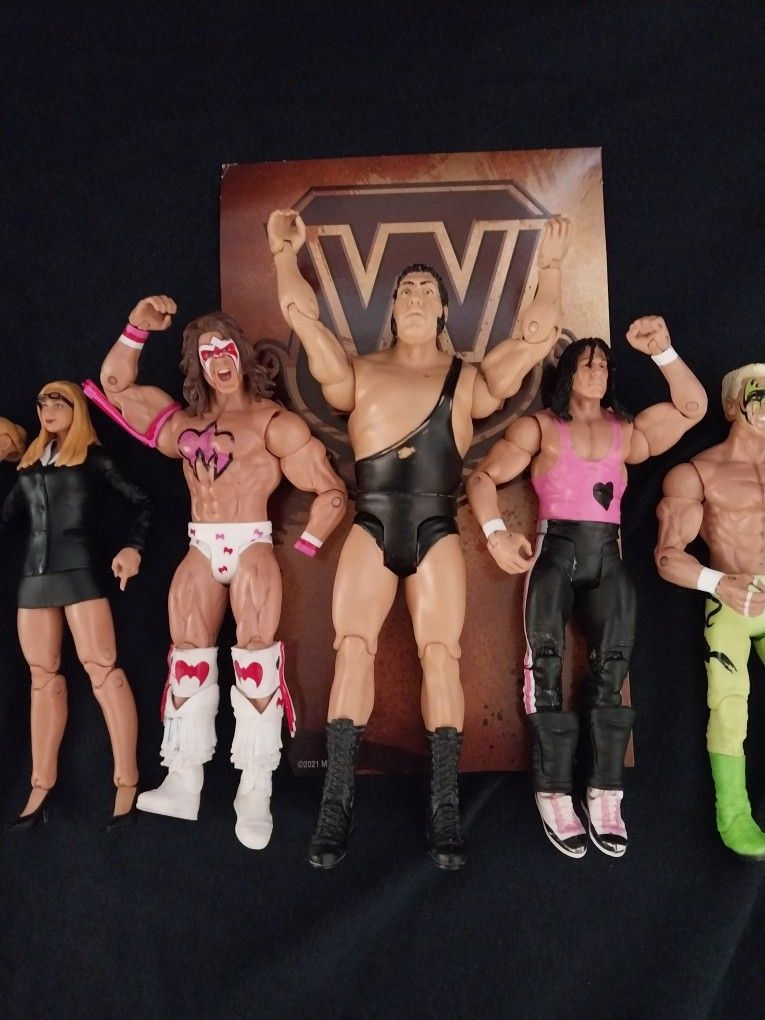WWE Action Figures x5, Vintage Legends