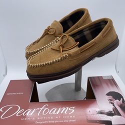 Dearfoams Leather upper men’s cozy Warm Winter Slippers Size 8