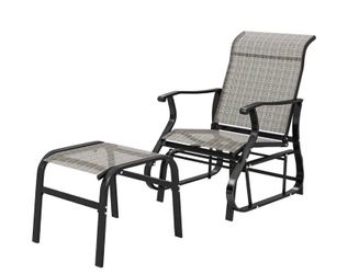 Outsunny Outdoor Glider Chair with Ottoman 24.4" High Back 2-Piece Gray - Brand New in Box