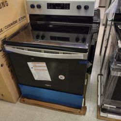 WHIRLPOOL STAINLESS STEEL ELECTRIC STOVE OPEN BOX ITEM OFRZ