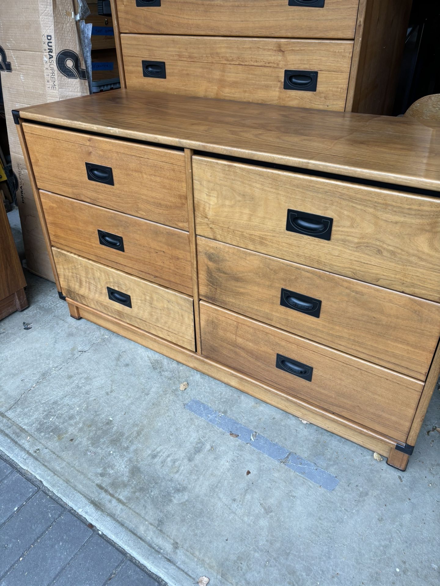 NEGOTIABLE Solid Vintage Wood Dresser With Mirror 