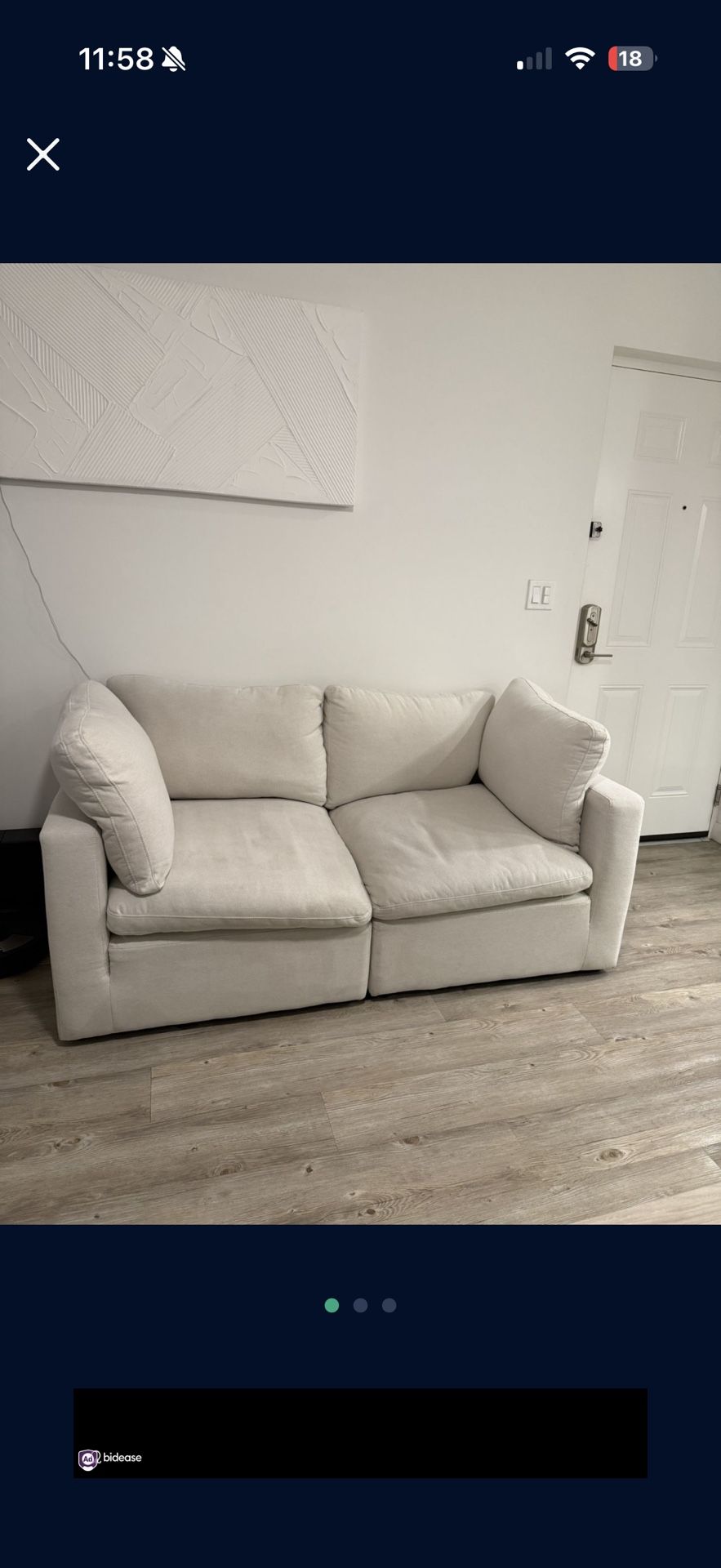 Modular loveseat couch Beige