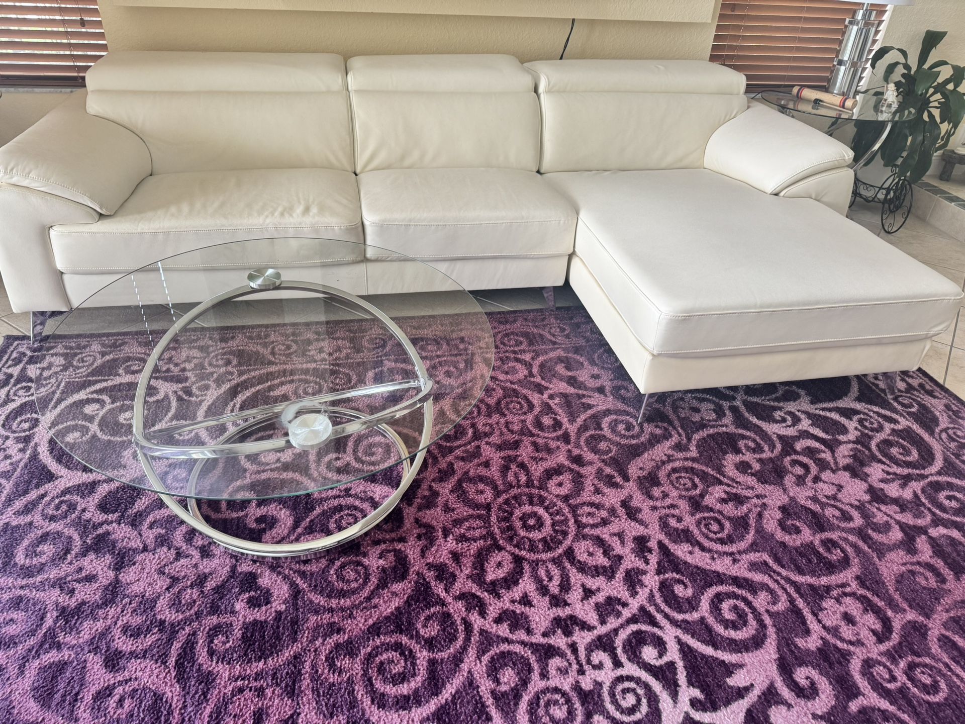 Longer Leather Sofa set with Side Tables ,Center Table, Carpet