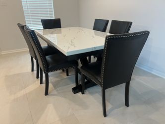 Dinning Set 6x Chairs  New Box Faux Mármol 