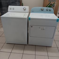 pair of washing machines are Whirlpool brand gas