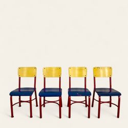 (4) Vintage Kids School Chairs