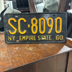 NY EMPIRE STATE License Plate 1960