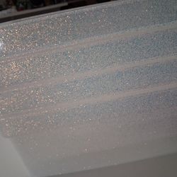 Isaac Jacobs Small Glitter Storage Bin 10 x 7.5 x 4.25 Set w/Cut-Out Handles, 4, Iridescent