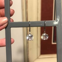 Sterling Silver Earrings, Simulates Diamond