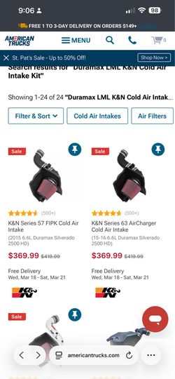 K&N Cold Air Intake for a GM Duramax LML 2500 HD